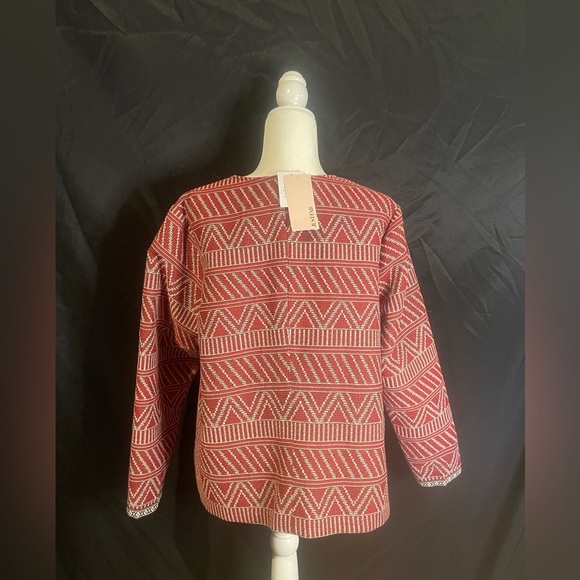 JustFab Women’s Statement Red Patterned Women's Jacket, 1X - Picture 2 of 3